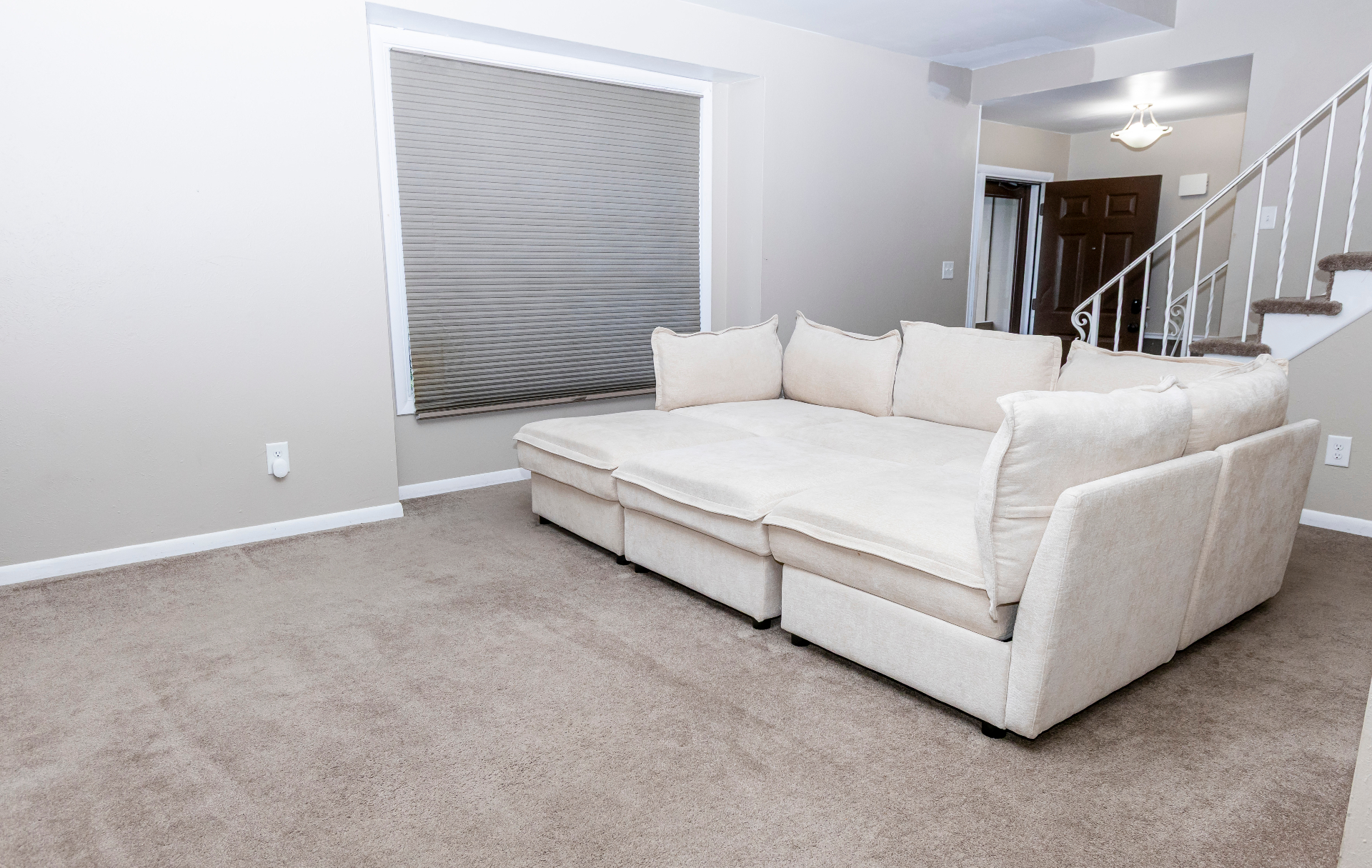 Sectional configured as an oversized daybed, ideal for movie nights